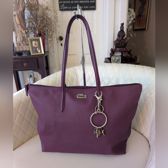 Lacoste Handbags - NWOT LACOSTE Plum Tote Bag for Women 19" X 12" X 6" With Bag Key Chain